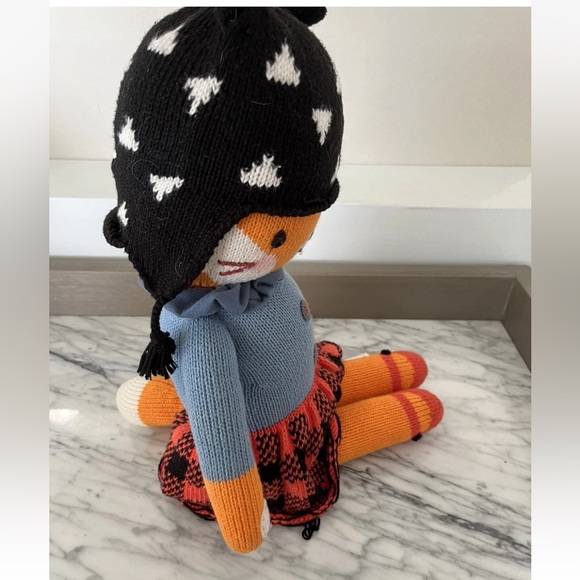 CUDDLE & KIND Sadie The Fox Knit Crochet Doll Plush Orange Black Hat Peru 20” - Picture 4 of 8